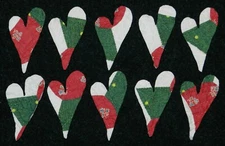 10 PRIMITIVE ANTIQUE CUTTER QUILT FUNKY PRIMI HEARTS! RED WHITE GREEN! 