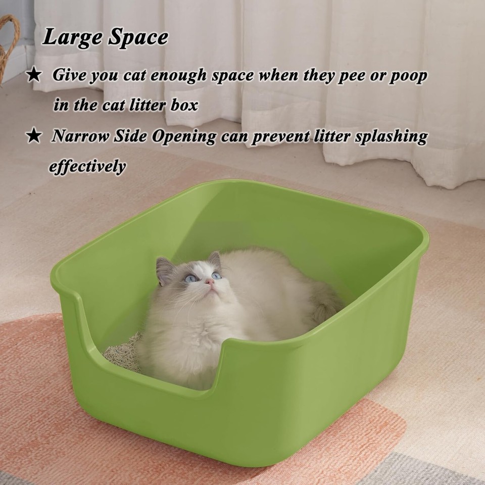 Suhaco High Sided Cat Litter Tray Anti Splash Large Cat Litter Box