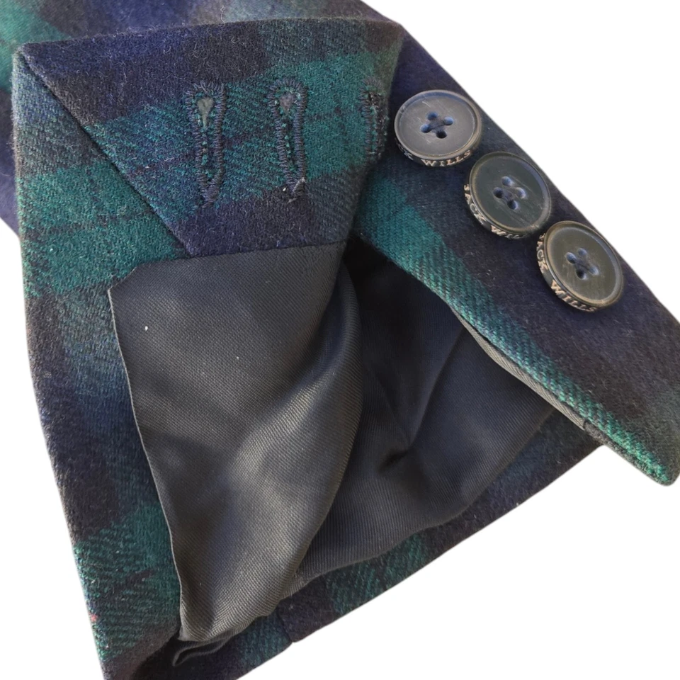 Новый Tartan фланелевый блейзер 36r рабочий манжеты на Jack Wills черные часы клетку - Изображение 4 из 4