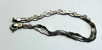 Vintage Sterling Silver 7'' Braided-like Bracelet Made in Italy~SO BEAUTIFUL!