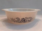 Vintage Pyrex Homestead Blue Speckled Tan 471-B 500 mL Casserole Dish