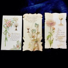 3 Images Pieuses Art Nouveau Ciboire Et Fleurs