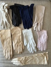 Estate Lot Of 8 Pair Vintage Gloves Variety Colors Length Material Girls Youth
