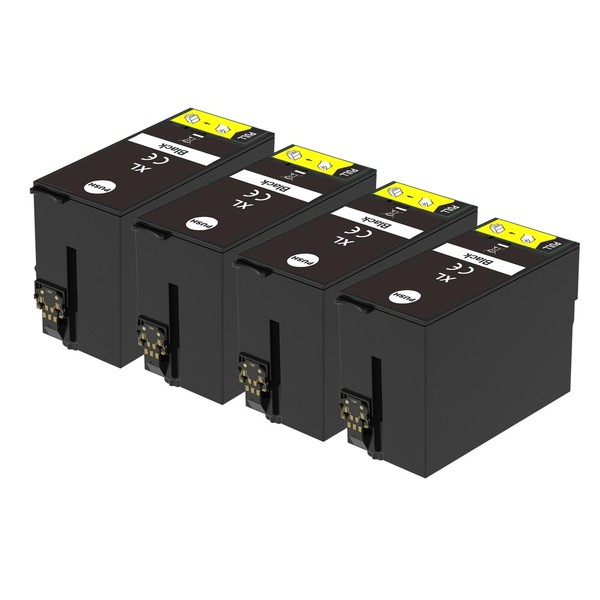 4 Schwarze Tintenpatronen Ersetzen Epson T3471 (34XL) Non-Oem / Compatible-image