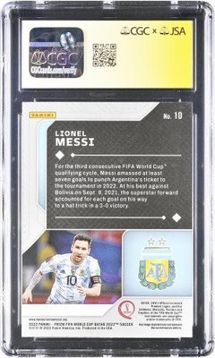 Lionel Messi Argentina FC Signed 2022 Panini Prizm World Cup #10