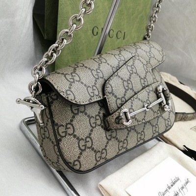 Gucci Gucci GG Supreme Monogram Mini Horsebit Shoulder Bag 1955