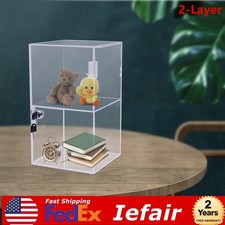 2-layers Transparent Countertop Display Storage Cabinet Acrylic Product Display