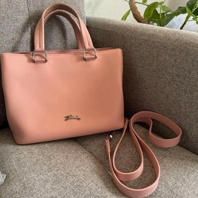 LONGCHAMP Honore 404 2-Way Leather Bag Pink 11.0 x 8.3 x 4.9 in Crossbody Tote