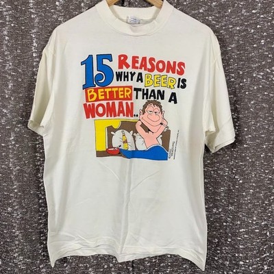Vtg Coast Trends 1992 15 Reasons Why A Beer Is Better Single Stitch Tshirt  XL