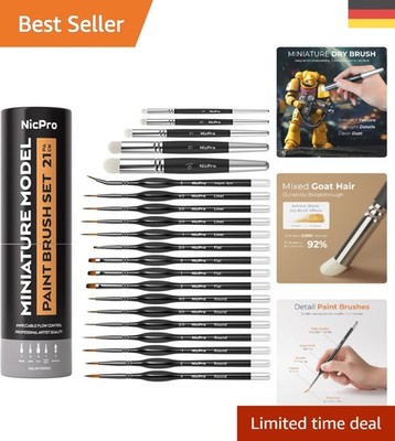 Drybrush Pinsel Set - 21 Detailpinsel für Modell- und Figurenmalerei