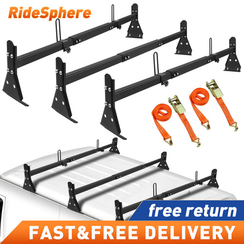 Fullsize Van 3 bar Ladder Roof Rack Steel 800LB Rack For Chevy Express 96-23