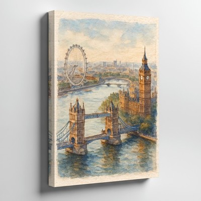 London Cityscape Wall Art Canvas Print Tower Bridge Big Ben River Thames Home