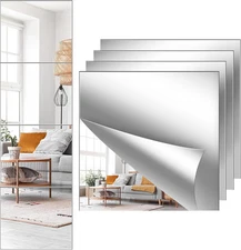 Full Length Wall Mirror Panels 12 * 12in, Frameless Acrylic Silver 