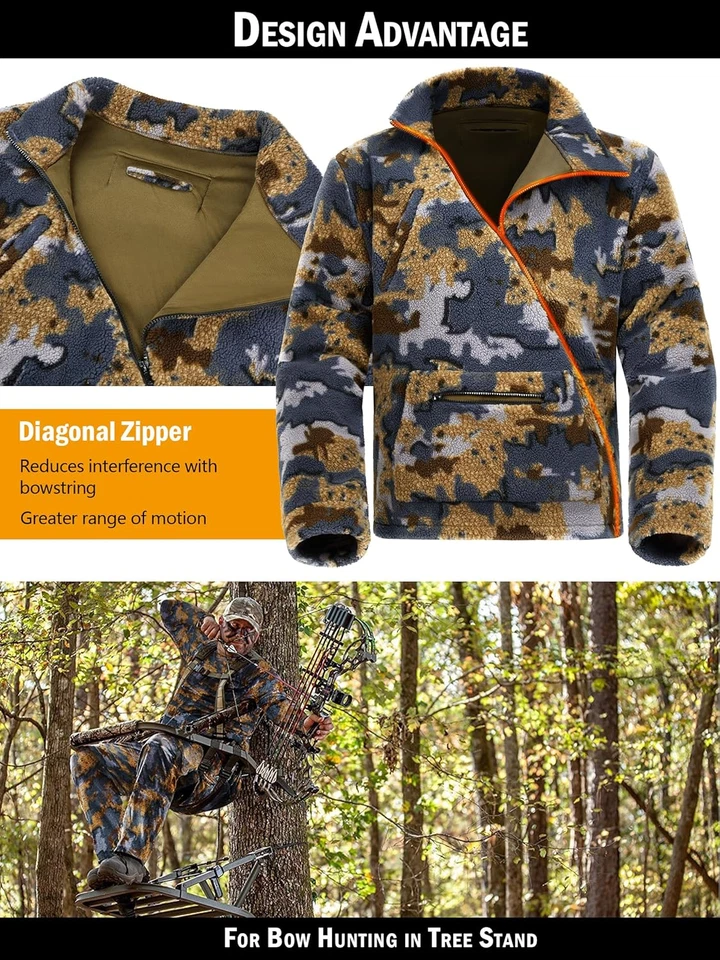 Quiet Whitetail Deer Bow Hunting Clothes for Men, Cold Weather Wind Proof Camo H - Image 2 of 4