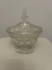 Vintage ANCHOR HOCKING WEXFORD Beautiful Glass Candy Dish with Lid H08