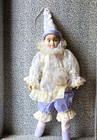 Vintage 19” Porcelain Harlequin Pierrot Clown Doll Ballerina in Lavender/Purple