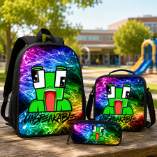 Gaming Kids Backpack Set, 3 Piece School Bag with Lunch Bag Pencil Case