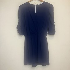 Amanda Uprichard X REVOLVE Romper Women's MD Blue Ruched Sleeves Key Hole Back