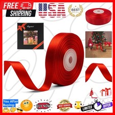 Solid Color Double Faced Red Satin Ribbon 5/8" X 25 Yards, Ribbons Perfect fo...