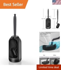 Elegant Black Toilet Brush Holder Set for Deep Cleaning - Curved Bristles