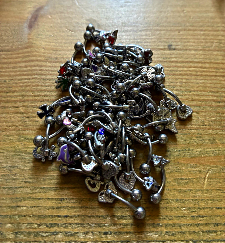 Surgical Steel Belly Button Barbell Lot Silver Screw-On Crystal  enamel  50+