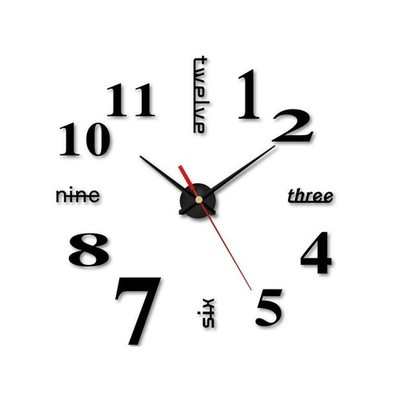 3D Modern DIY Large Wall Clock Mirror Surface Sticker Home Art Design Decor