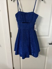 City Vibe Fit Flare Spegetti Strap Navy Blue Dress Size 3 Skater Dress
