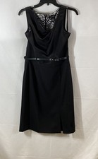 Abito tubino con cintura collo cappuccio White House Black Market foderato zebrato tg 6