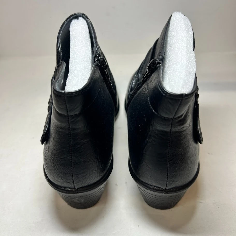 Botines Easy Street para mujer 10 M negros Damita imitación cuero nuevos en caja SW7 - Imagen 4 de 4