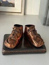 Vintage Brass Baby Shoes Sculpture   Decorative Keepsake