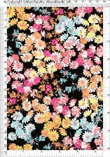 Challis Rayon Printed Vespa Daisy, Floral Fabric, Dress Fabric