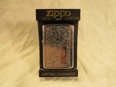 E1137	Zippo Venetian Chrome Benzin Feuerzeug, Funktion nicht geprüft