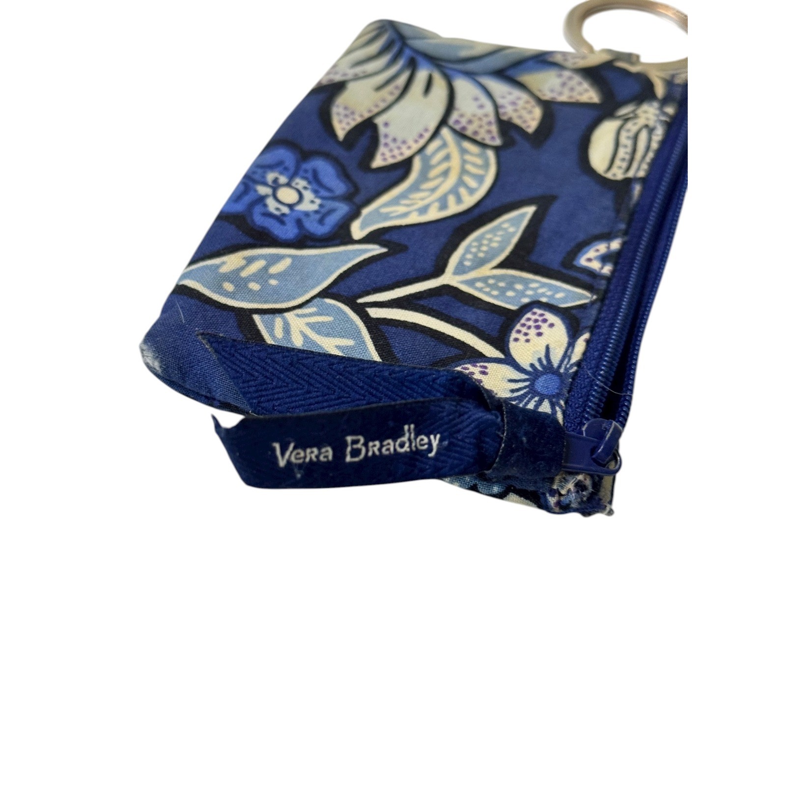 Vera Bradley Blue Tropics ID Card Holder Coin Pouch Keychain Zippered Wallet