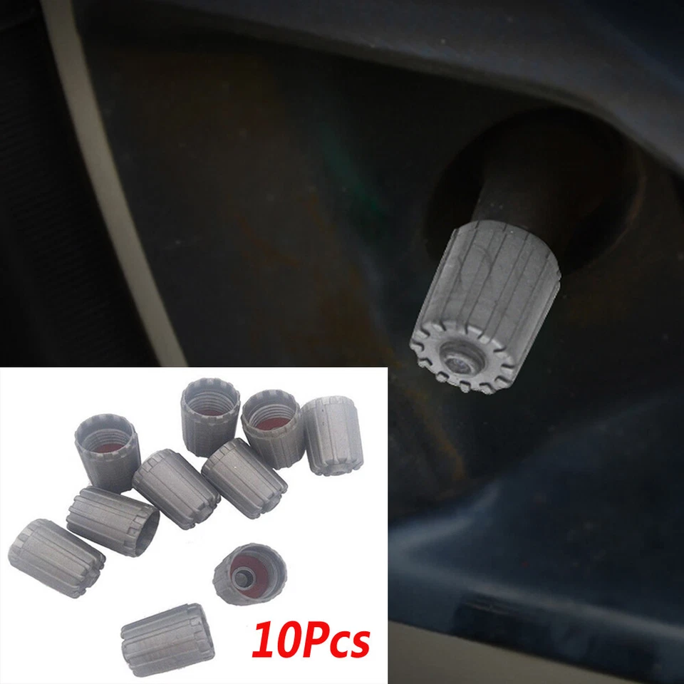 10X Gray Auto Car Tire Valve Stem Cap TPMS Tire Caps With Gasket Accessories - Image 2 of 4