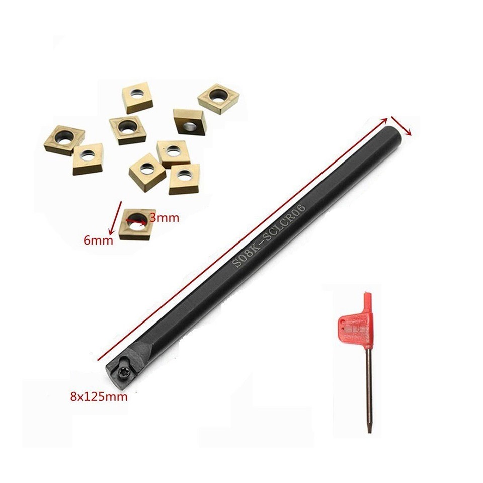 Kit Barre Di Alesatura Per Tornio - 3 Barre Con Inserti CCMT0602 E Chiavi, Per Lavorazioni Interne