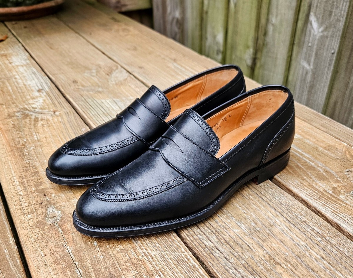 Brooks Brothers X Peal & Co Brogue Penny Loafers Black Size 7.5 D