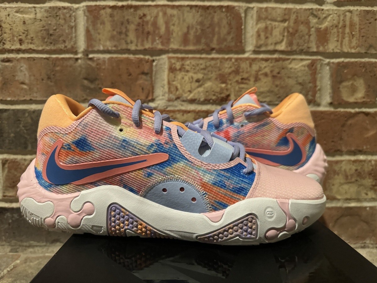 New 8.5 Nike PG 6 Painted Swoosh White Photo Blue Pink Tie Dye