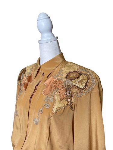 Vintage Lee Magram 100% silk skirt and blouse hand beaded & embroidered size 12 - Picture 7 of 13