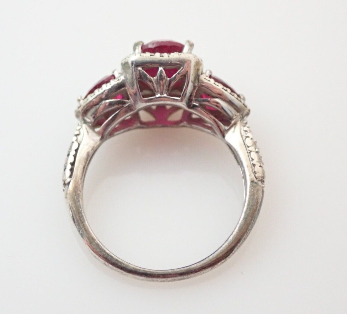 Designer SAI Signed Ruby & Diamond Sterling Silve… - image 5