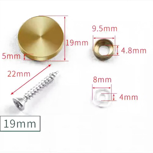 Mirror Screw 16mm-40mm Stainless Steel Electroplated Screws Cover Cap Decorative - Picture 12 of 34