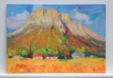 Landscape painting Original art Impressionism Oil on panel by S. Chernyakovsky