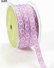 3/8" Grosgrain/Circles Ribbon-May Arts - XJ05 -Lavender/White/Pink-5 yds