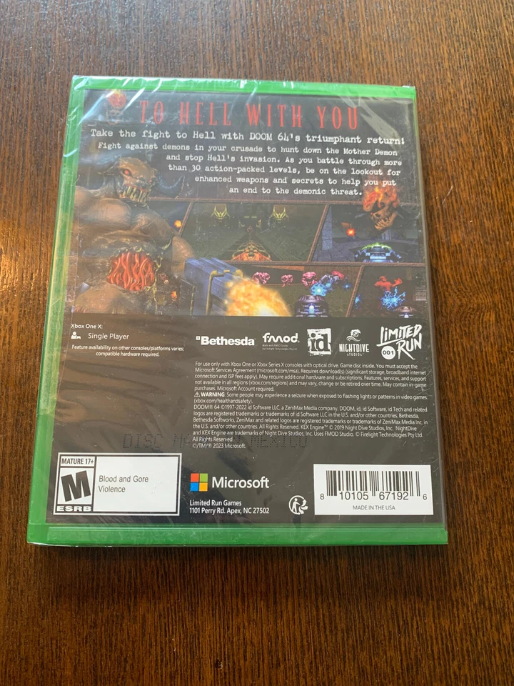 Limited Run Games #1 DOOM 64 Xbox Series X One Microsoft Brand New Sealed - Image 2 of 4