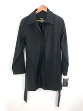 Nwt Fuda Faux Leather Vtg Women's Tie-back Black Long Trench Coat S