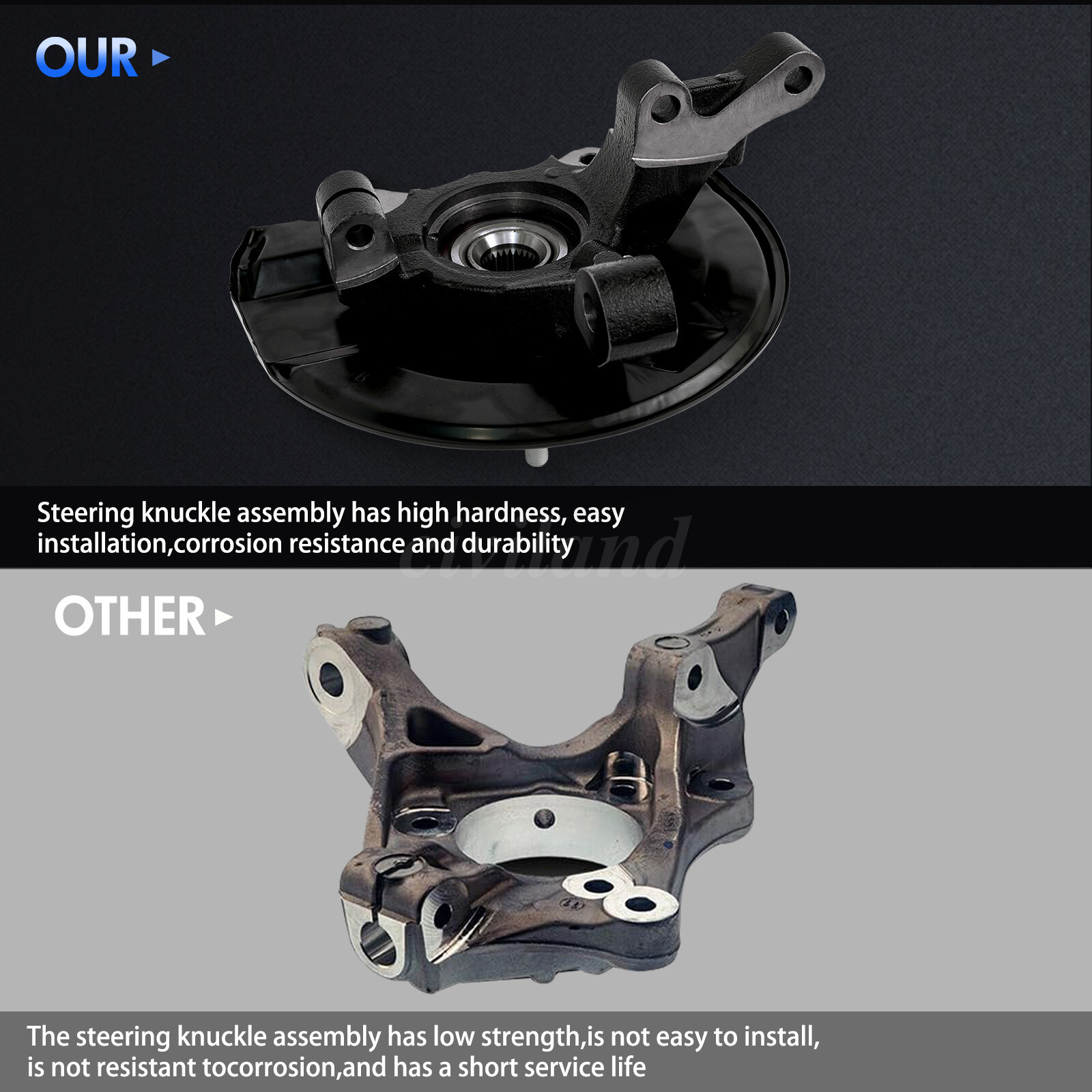 Front Pair Steering Knuckle+Wheel Hub Bearing for 2007-2017 Jeep Patriot Compass