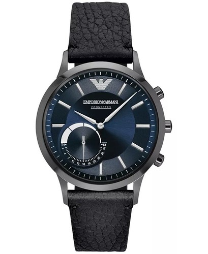 Emporio Armani ART3004 Men's Black Leather Strap Hybrid Smart Watch 43mm