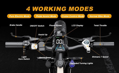 Electric Bike for Adults 48V 16AH 26" Fat Tire Ebikes 1000W Motor 31MPH Mountain - Picture 20 of 21