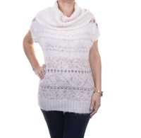Free People Ivory Combo Short-sleeve Cowl-neck Sweater Size M on sale Free People Ivory Combo Short-sleeve Cowl-neck Sweater Size M on sale
