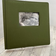 Westrim Crafts 12 x 12" Postbound Cloth Scrapbook Album - Green-photo window