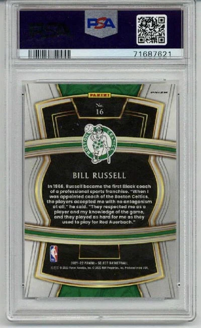2021 PANINI SELECT SELECT COMPANY SILVER PRIZM #65 BILL RUSSELL PSA 10 LOW POP - Image 2 of 2